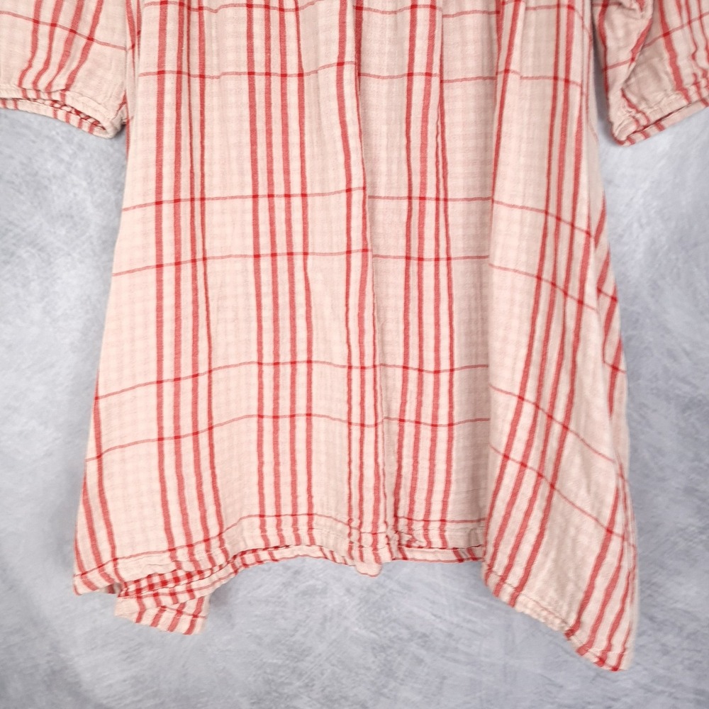 Wares by Ollielia Dress Womens Small Red Plaid 100% Organic Cotton Pockets Boho - Picture 8 of 16